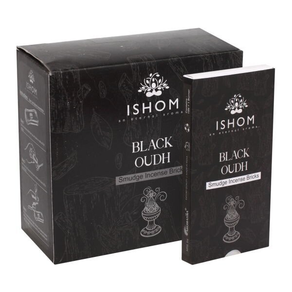 ISHOM Black Oudh smilkalų plytelės x 12 ISHOM Black Oudh smilkalų plytelės x 12